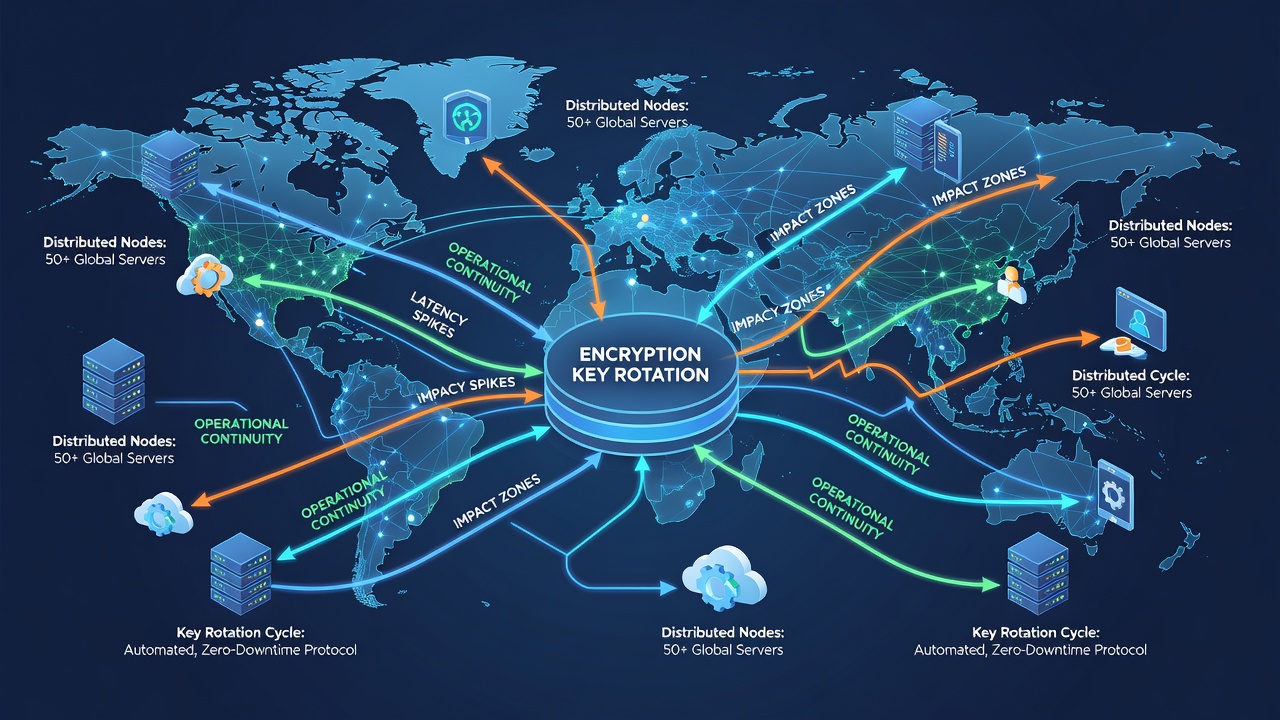Graph illustrating latency and error rate fluctuations during encryption key rotation cycles in October 2026 platform tests